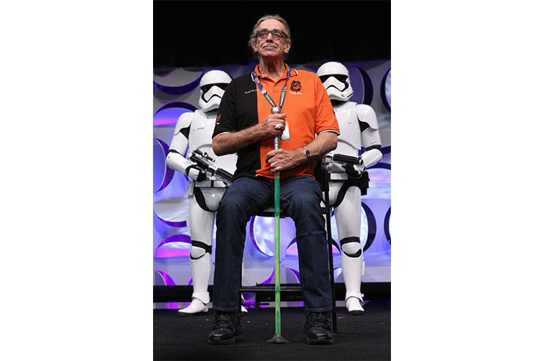 ANAHEIM, CA - APRIL 16: Actor Peter Mayhew speaks onstage during Star Wars Celebration 2015 on April 16, 2015 in Anaheim, California. (Photo by Jesse Grant/Getty Images for Disney) ANAHEIM, CA - APRIL 16: Actor Peter Mayhew speaks onstage during Star Wars Celebration 2015 on April 16, 2015 in Anaheim, California. (Photo by Jesse Grant/Getty Images for Disney)