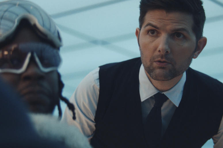 This image provided by Expensify shows an image from the company's 2019 Super Bowl NFL football spot featuring 2 Chainz, left, and Adam Scott. First time-Super Bowl advertiser Expensify created a surprisingly catchy music video with rapper 2 Chainz and a This image provided by Expensify shows an image from the company's 2019 Super Bowl NFL football spot featuring 2 Chainz, left, and Adam Scott. First time-Super Bowl advertiser Expensify created a surprisingly catchy music video with rapper 2 Chainz and ac