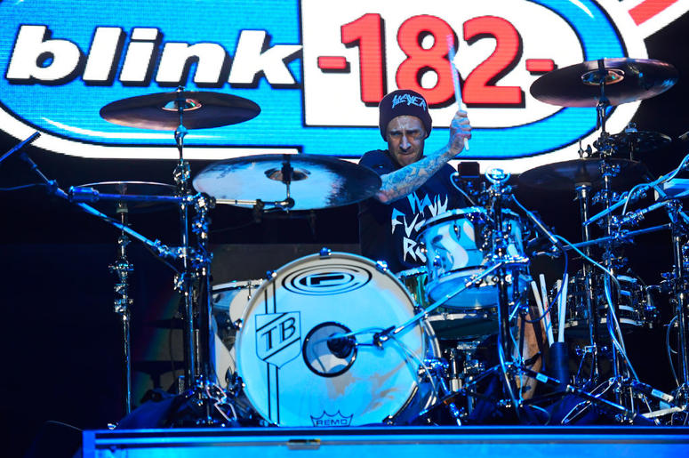 ATLANTIC CITY, NJ - JUNE 30: Travis Barker of Blink-182 performs during the second and final day of Warped Tour on June 30, 2019 in Atlantic City, New Jersey. (Photo by Corey Perrine/Getty Images) ATLANTIC CITY, NJ - JUNE 30: Travis Barker of Blink-182 performs during the second and final day of Warped Tour on June 30, 2019 in Atlantic City, New Jersey. (Photo by Corey Perrine/Getty Images)