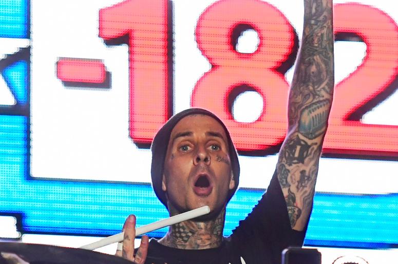 ATLANTIC CITY, NJ - JUNE 30: Travis Barker of Blink-182 performs during the second and final day of Warped Tour on June 30, 2019 in Atlantic City, New Jersey. (Photo by Corey Perrine/Getty Images) ATLANTIC CITY, NJ - JUNE 30: Travis Barker of Blink-182 performs during the second and final day of Warped Tour on June 30, 2019 in Atlantic City, New Jersey. (Photo by Corey Perrine/Getty Images)