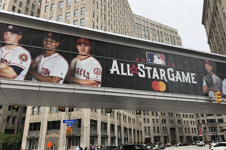 A photo of 2019 MLB all-star game signage in downtown Cleveland at the JACK Casino A photo of 2019 MLB all-star game signage in downtown Cleveland at the JACK Casino