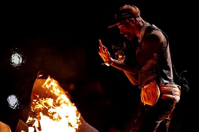 Feb 3, 2019; Atlanta, GA, USA; Recording artist Travis Scott preforms during the halftime show in Super Bowl LIII at Mercedes-Benz Stadium. Mandatory Credit: Matthew Emmons-USA TODAY Sports Feb 3, 2019; Atlanta, GA, USA; Recording artist Travis Scott preforms during the halftime show in Super Bowl LIII at Mercedes-Benz Stadium. Mandatory Credit: Matthew Emmons-USA TODAY Sports