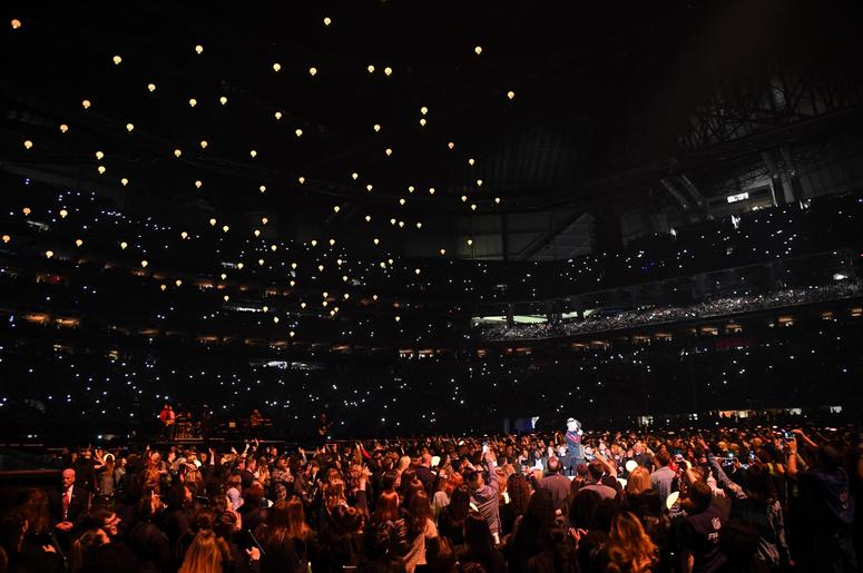 Feb 3, 2019; Atlanta, GA, USA; An overview of the Super Bowl LIII halftime show at Mercedes-Benz Stadium. Mandatory Credit: Christopher Hanewinckel-USA TODAY Sports Feb 3, 2019; Atlanta, GA, USA; An overview of the Super Bowl LIII halftime show at Mercedes-Benz Stadium. Mandatory Credit: Christopher Hanewinckel-USA TODAY Sports