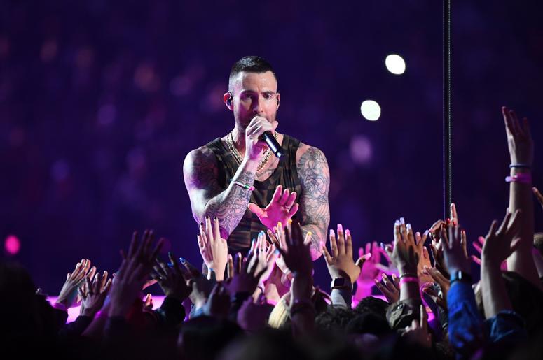 Feb 3, 2019; Atlanta, GA, USA; Maroon 5 lead singer Adam Levine performs during the halftime show in Super Bowl LIII at Mercedes-Benz Stadium. Mandatory Credit: Christopher Hanewinckel-USA TODAY Sports Feb 3, 2019; Atlanta, GA, USA; Maroon 5 lead singer Adam Levine performs during the halftime show in Super Bowl LIII at Mercedes-Benz Stadium. Mandatory Credit: Christopher Hanewinckel-USA TODAY Sports