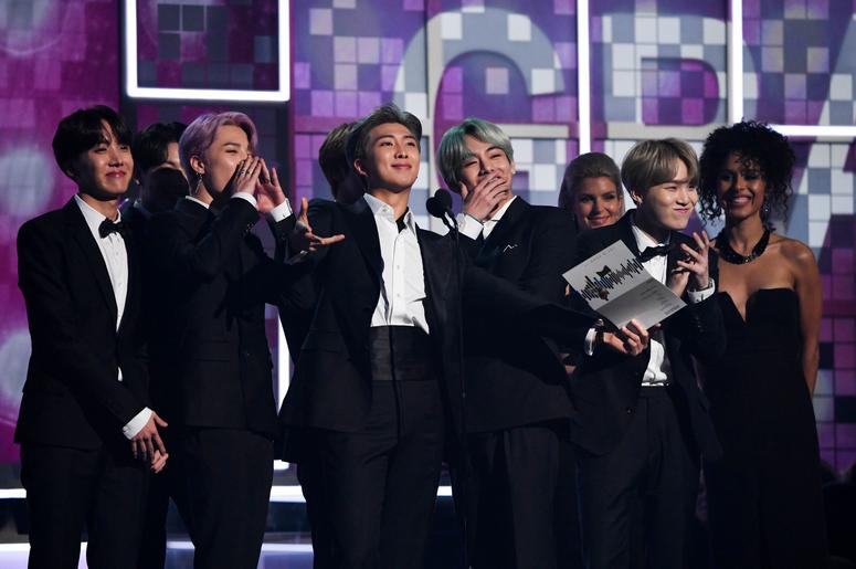 February 10, 2019; Los Angeles, CA, USA; BTS presents the award for best R&B album during the 61st Annual GRAMMY Awards on Feb. 10, 2019 at STAPLES Center in Los Angeles, Calif. Mandatory Credit: Robert Hanashiro-USA TODAY NETWORK February 10, 2019; Los Angeles, CA, USA; BTS presents the award for best R&B album during the 61st Annual GRAMMY Awards on Feb. 10, 2019 at STAPLES Center in Los Angeles, Calif. Mandatory Credit: Robert Hanashiro-USA TODAY NETWORK