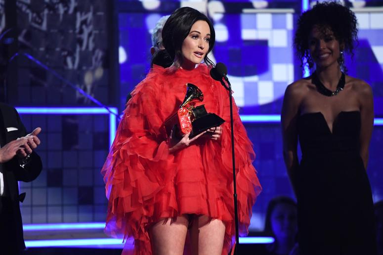 February 10, 2019; Los Angeles, CA, USA; Kacey Musgraves accepts the award for album of the year for 'Golden Hour' during the 61st Annual GRAMMY Awards on Feb. 10, 2019 at STAPLES Center in Los Angeles, Calif. Mandatory Credit: Robert Hanashiro-USA TODAY February 10, 2019; Los Angeles, CA, USA; Kacey Musgraves accepts the award for album of the year for 'Golden Hour' during the 61st Annual GRAMMY Awards on Feb. 10, 2019 at STAPLES Center in Los Angeles, Calif. Mandatory Credit: Robert Hanashiro-USA TODAY