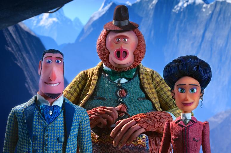 Sir Lionel Frost (left) voiced by Hugh Jackman, Mr. Link (center) voiced by Zach Galifianakis, and Adelina Fortnight (right) voiced by Zoe Saldana, in director Chris Butler’s MISSING LINK, a LAIKA Studios Production and Annapurna Pictures release. Sir Lionel Frost (left) voiced by Hugh Jackman, Mr. Link (center) voiced by Zach Galifianakis, and Adelina Fortnight (right) voiced by Zoe Saldana, in director Chris Butler’s MISSING LINK, a LAIKA Studios Production and Annapurna Pictures release.