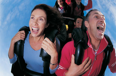 Couple Riding Roller Coaster