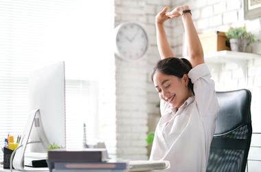 Happy Relaxed Office Worker happy office worker woman
