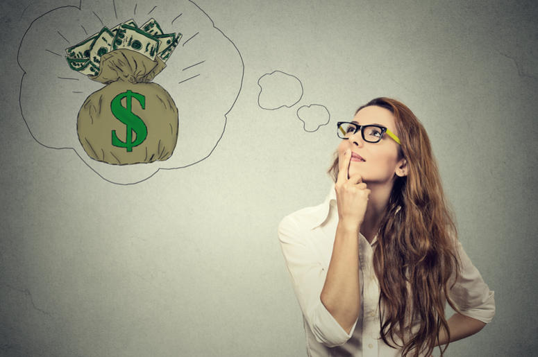 Woman Dreaming of Money