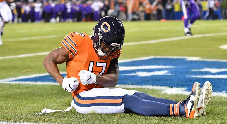 Bears receiver Anthony Miller (17) celebrates after a touchdown catch. Bears receiver Anthony Miller (17) celebrates after a touchdown catch.