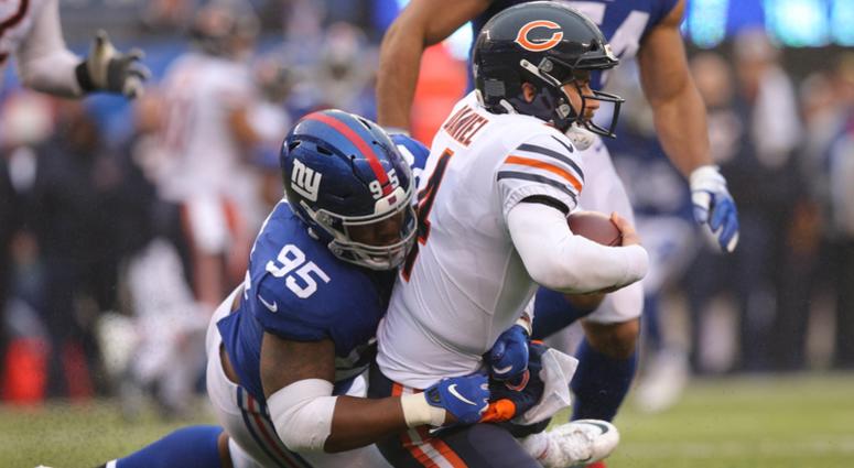 Bears quarterback Chase Daniel (4) is sacked by Giants defensive tackle B.J. Hill (95). Bears quarterback Chase Daniel (4) is sacked by Giants defensive tackle B.J. Hill (95).