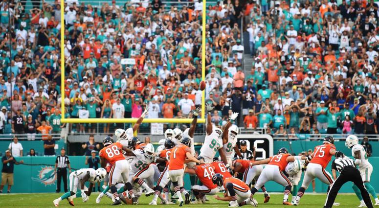 Bears kicker Cody Parkey (1) misses a game-winning field goal attempt in overtime in a loss to the Dolphins. Bears kicker Cody Parkey (1) misses a game-winning field goal attempt in overtime in a loss to the Dolphins.