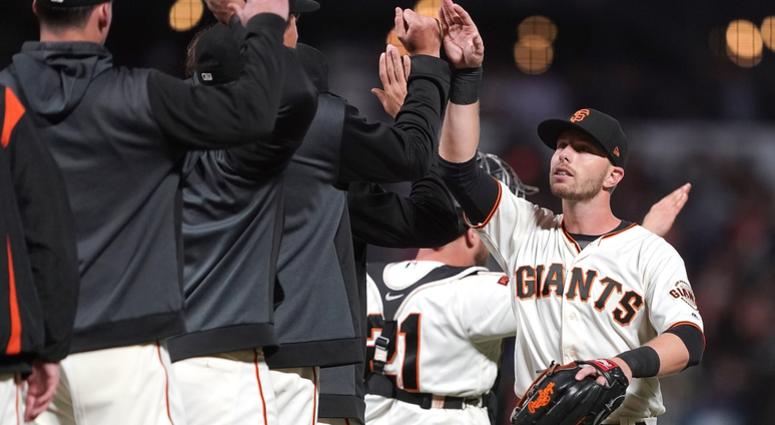 Austin Slater, right, and the Giants celebrate a come-from-behind win against the Cubs. Austin Slater, right, and the Giants celebrate a come-from-behind win against the Cubs.