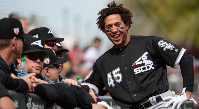White Sox outfielder Jon Jay (45) hangs out with teammates. White Sox outfielder Jon Jay (45) hangs out with teammates.