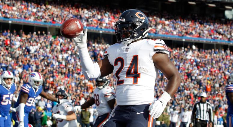 Bears running back Jordan Howard celebrates a touchdown. Bears running back Jordan Howard celebrates a touchdown.