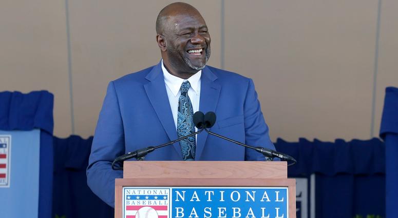 Lee Smith gives his speech at his Hall of Fame induction ceremony. Lee Smith gives his speech at his Hall of Fame induction ceremony.