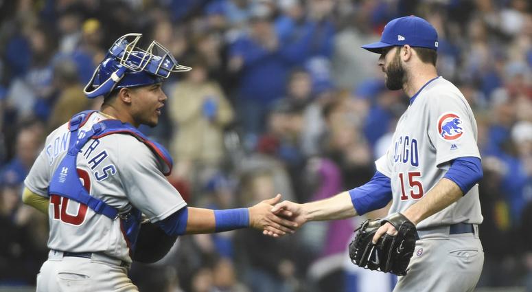 Cubs catcher Willson Contreras, left, and closer Brandon Morrow Cubs catcher Willson Contreras, left, and closer Brandon Morrow