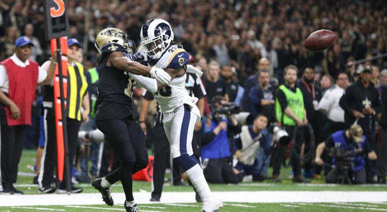 Rams defensive back Nickell Robey-Coleman (23) breaks up a pass intended for Saints receiver Tommylee Lewis (11). The NFL later admitted there should've been defensive pass interference on the play. Rams defensive back Nickell Robey-Coleman (23) breaks up a pass intended for Saints receiver Tommylee Lewis (11). The NFL later admitted there should've been defensive pass interference on the play.