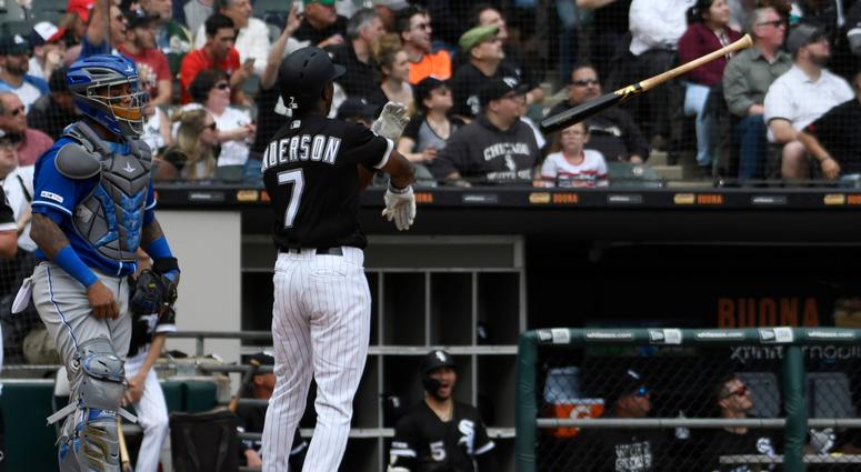 White Sox shortstop Tim Anderson celebrates a homer against the Royals by tossing his bat. White Sox shortstop Tim Anderson celebrates a homer against the Royals by tossing his bat.