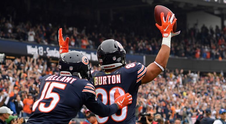 Bears tight end Trey Burton (80) celebrates after scoring a touchdown against the Buccaneers. Bears tight end Trey Burton (80) celebrates after scoring a touchdown against the Buccaneers.