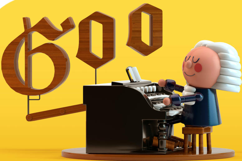 This image provided by Google shows the animated Google Doodle on Thursday, March 21, 2019. Google is celebrating composer Johann Sebastian Bach with its first artificial intelligence-powered Doodle. Google says the Doodle uses machine learning to "harmon Google_Artificial_Intelligence_via_AP_News