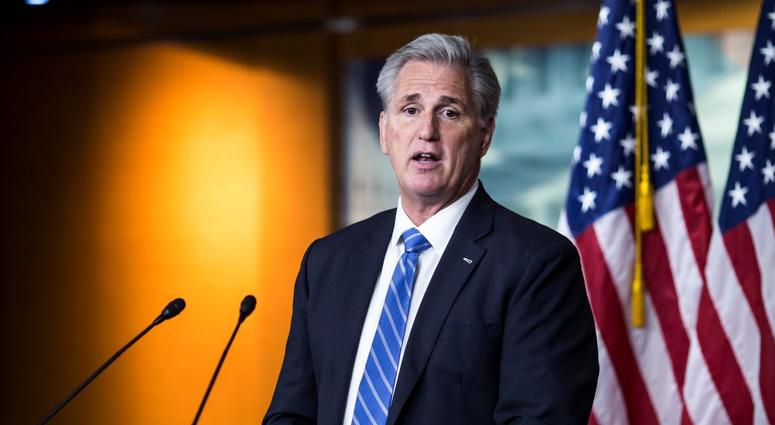 House Minority Leader Kevin McCarthy (R-CA) speaks during a weekly news conference May 16, 2019 on Capitol Hill in Washington, DC.