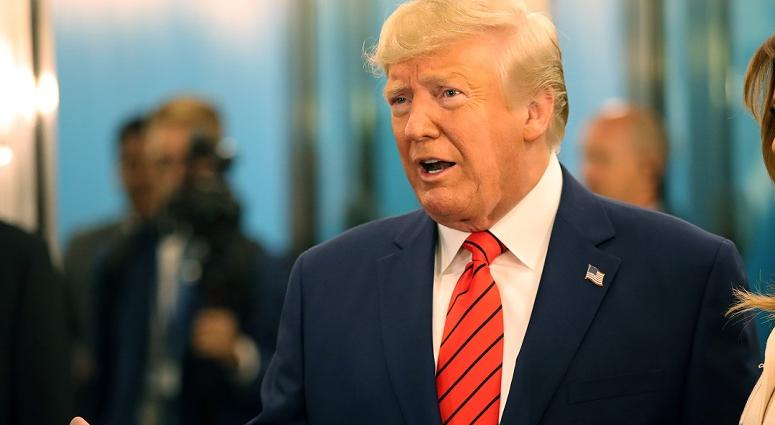 U.S. President Donald Trump, accompanied by first lady Melania Trump, speaks to the media on their arrival at the United Nations (U.N.) General Assembly on September 24, 2019 in New York City.