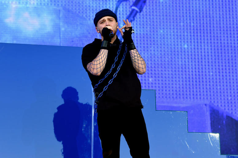 INDIO, CA - APRIL 13: Bazzi performs at Coachella Stage during the 2019 Coachella Valley Music And Arts Festival on April 13, 2019 in Indio, California.