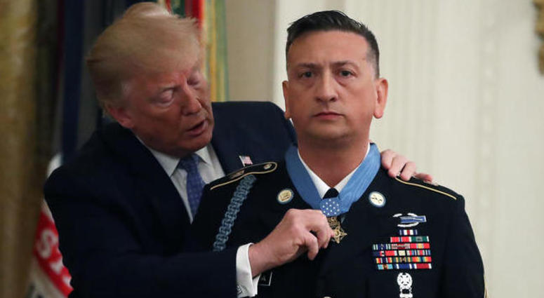 Donald Trump awarding David Bellavia Medal of Honor