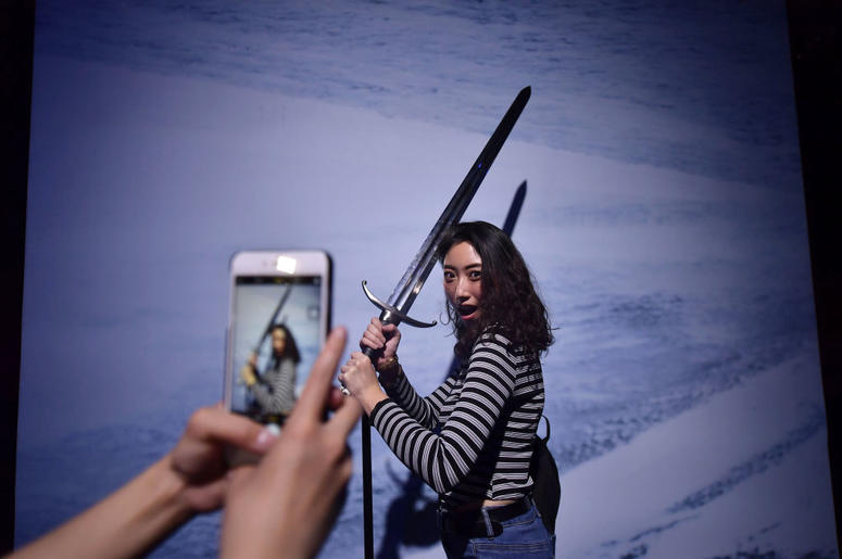 Invited guests use some of the interactive displays at the Game Of Thrones: The Touring Exhibition launch at Titanic Exhibition Centre on April 10, 2019 in Belfast, Northern Ireland. Invited guests use some of the interactive displays at the Game Of Thrones: The Touring Exhibition launch at Titanic Exhibition Centre on April 10, 2019 in Belfast, Northern Ireland.