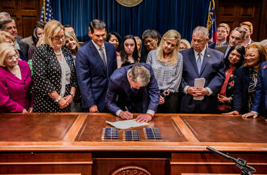 Georgia Governor Brian Kemp signs bill banning abortions after 6 weeks. Georgia Governor Brian Kemp signs bill banning abortions after 6 weeks.