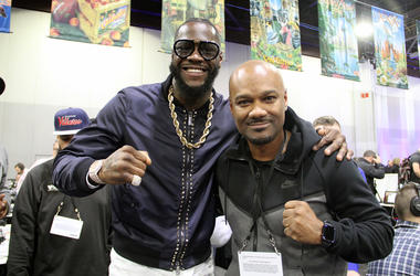 Big Tigger with boxing champion Deontay Wilder on Radio Row during Super Bowl Experience in Atlanta Big Tigger with boxing champion Deontay Wilder on Radio Row during Super Bowl Experience in Atlanta