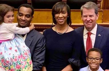 Gov. Kemp is shown with Shondeana Morris and family. He placed her on the Superior Court bench in DeKalb County. Gov. Kemp is shown with Shondeana Morris and family. He placed her on the Superior Court bench in DeKalb County.