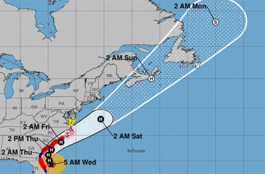 The National Hurricane Center says Dorian's core "will move dangerously close to the Florida east coast and the Georgia coast through tonight. The National Hurricane Center says Dorian's core "will move dangerously close to the Florida east coast and the Georgia coast through tonight.