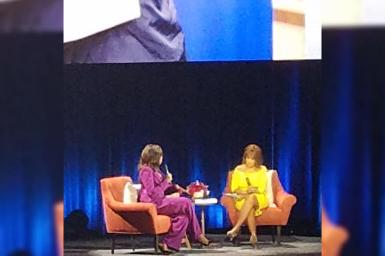 Former first lady Michelle Obama was engaged in a conversation with journalist Gayle King during the appearance in Atlanta GA. Former first lady Michelle Obama was engaged in a conversation with journalist Gayle King during the appearance in Atlanta GA.
