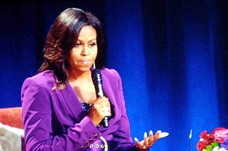 Former first lady Michelle Obama addressed a sold out crowd Saturday at State Farm Arena in Atlanta GA Former first lady Michelle Obama addressed a sold out crowd Saturday at State Farm Arena in Atlanta GA