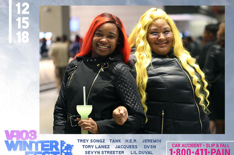 Two ladies attend #V103Winterfest in Atlanta on December 15, 2018 Two ladies attend #V103Winterfest in Atlanta on December 15, 2018