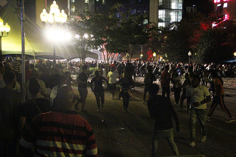 The crowd flees Lil' Wayne's performance at A3C in Atlanta on October 7, 2018 The crowd flees Lil' Wayne's performance at A3C in Atlanta on October 7, 2018