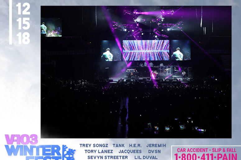 The crowd watches DVSN at #V103Winterfest in Atlanta on December 15, 2018 The crowd watches DVSN at #V103Winterfest in Atlanta on December 15, 2018