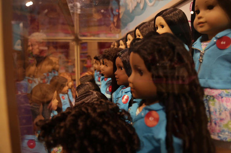 Girls receive American Girl dolls from V-103's Frank and Wanda In The Morning Girls receive American Girl dolls from V-103's Frank and Wanda In The Morning