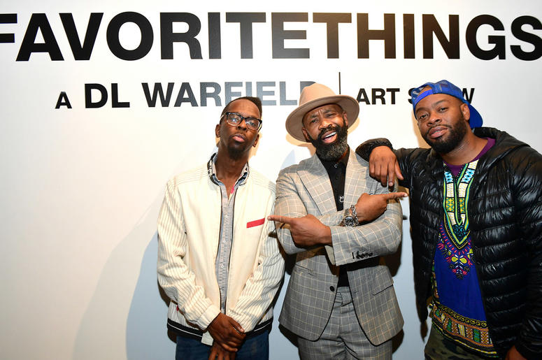 Atlanta artists Fahamu Pecou and Fabian Williams with D.L. Warfield at his "My Favorite Things" Art Exhibit in Atlanta; November 30, 2018. Atlanta artists Fahamu Pecou and Fabian Williams with D.L. Warfield at his "My Favorite Things" Art Exhibit in Atlanta; November 30, 2018.