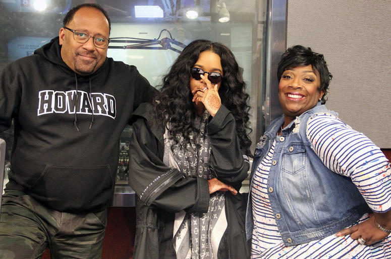 Frank Ski, H.E.R., and Wanda Smith in the V-103 studios in Atlanta, November 9, 2018 Frank Ski, H.E.R., and Wanda Smith in the V-103 studios in Atlanta, November 9, 2018