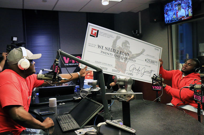 Greg Street receives $25,000 donation from Atlanta Falcons player Grady Jarrett for his We Need 2 Read program Greg Street receives $25,000 donation from Atlanta Falcons player Grady Jarrett for his We Need 2 Read program