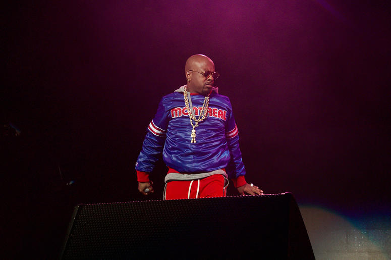 Jermaine Dupri on stage at State Farm Arena Jermaine Dupri on stage at State Farm Arena