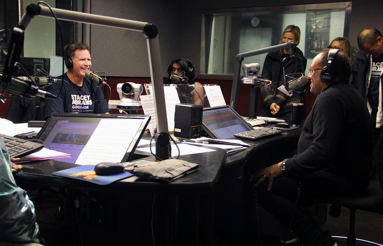Will Ferrell visits V-103's Frank and Wanda In The Morning to endorse Stacey Abrams for governor of Georgia on October 26, 2018 Will Ferrell visits V-103's Frank and Wanda In The Morning to endorse Stacey Abrams for governor of Georgia on October 26, 2018