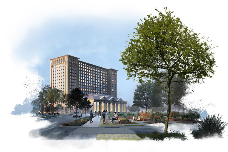Michigan Central Station Rendering Michigan Central Station Rendering