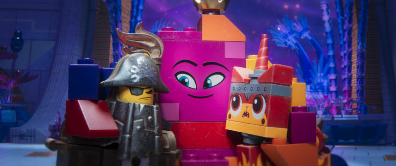 (L-R) MetalBeard (NICK OFFERMAN), Queen Watevra Wa'Nabi (TIFFANY HADDISH) and Ultrakatty (ALISON BRIE) in a scene from the animated adventure "The LEGO® Movie 2: The Second Part."