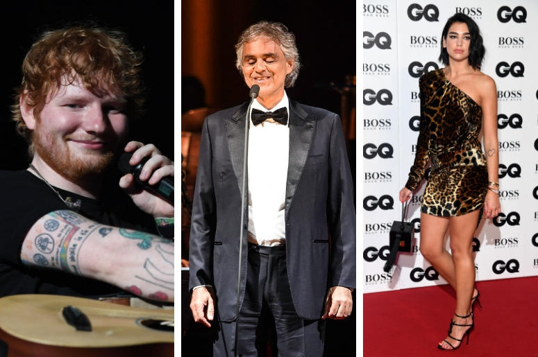 Ed Sheeran, Andrea Bocelli, Dua Lipa Ed Sheeran, Andrea Bocelli, Dua Lipa