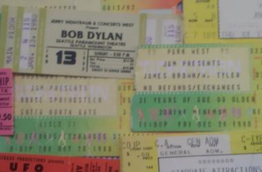 Ticket stub collage from 1980